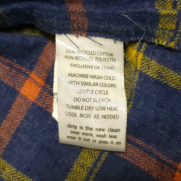 Toad&CO Re-Form Flannel Shirtdress Navy Blue Plaid Button Front Sz Small Casual - Picture 7 of 13